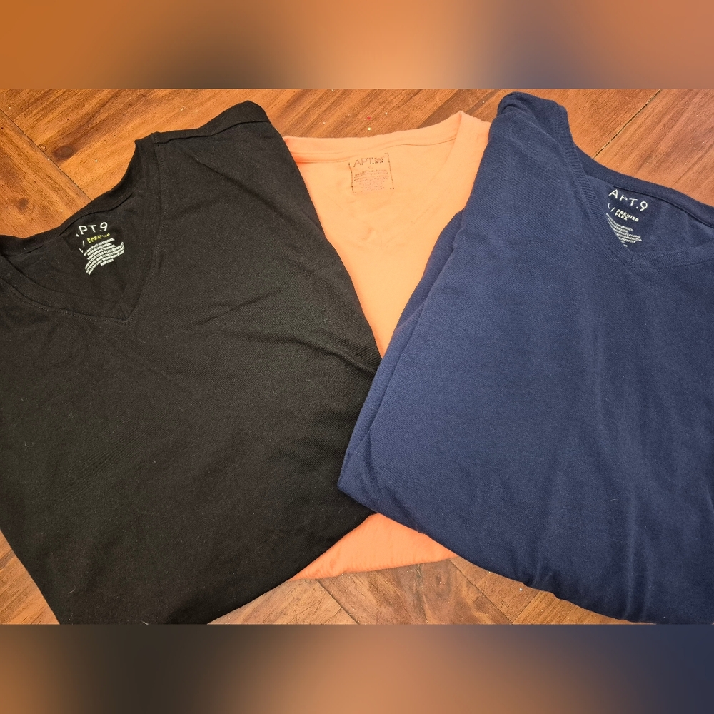 Apt. 9 V-Neck T-Shirts - Black, Orange, Blue
